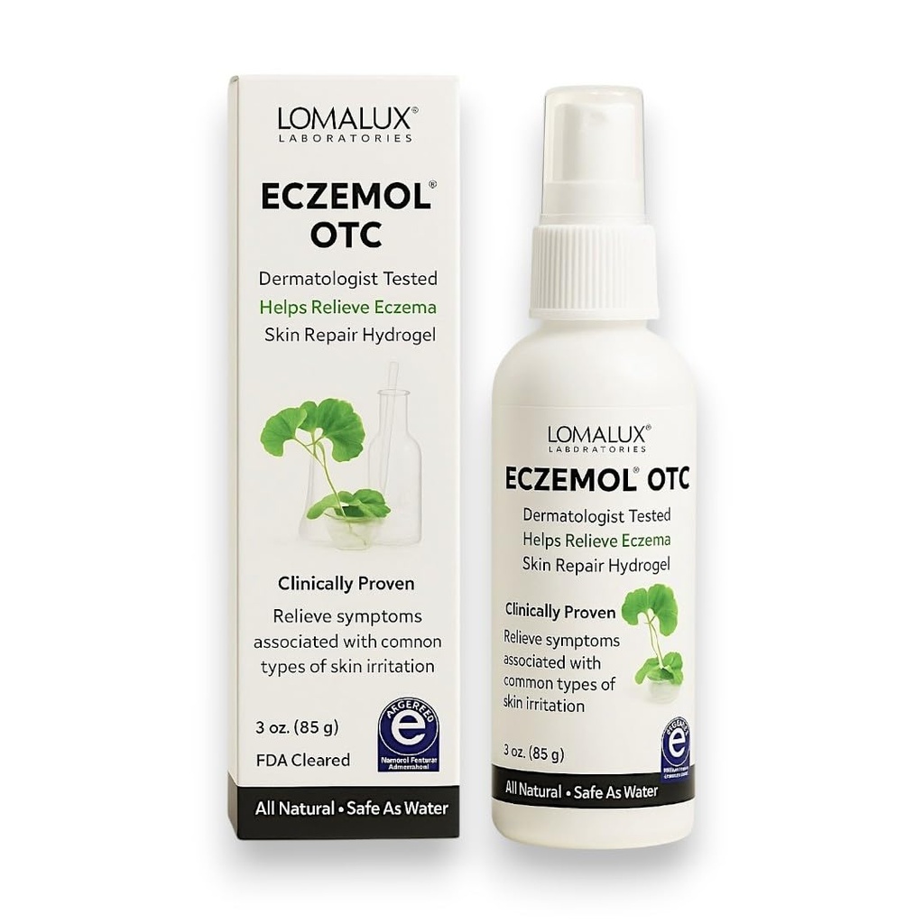 Loma Lux NEW Eczemol OTC Spray Natural & No Sting Hypochlorous for Eczema, Wounds, Burns, Cuts, Radiation Dermatitis, Skin Irritation, Sunburn, Itchy Skin, for Kids & Adults (8 Fl Oz.)