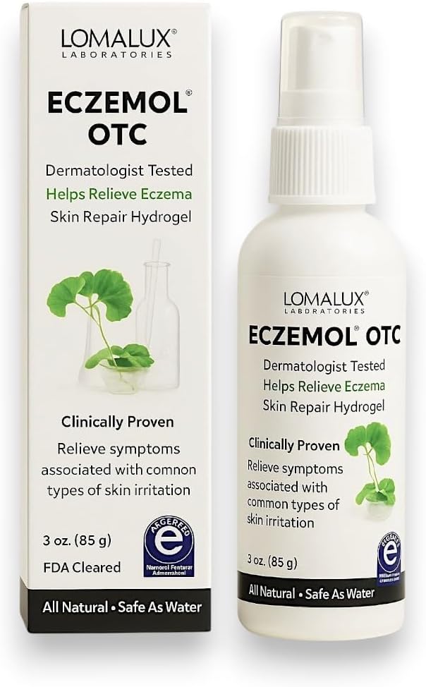 Loma Lux New Eczemol OTC Spray Natural & No Sting Hypochlorus for Eczema, Wounds, Burns, Cuts, Radiation Dermatitis, Skin Irritation, Sunburn, Ichy Skin, for Kids & Adults (8 Fl Oz.)