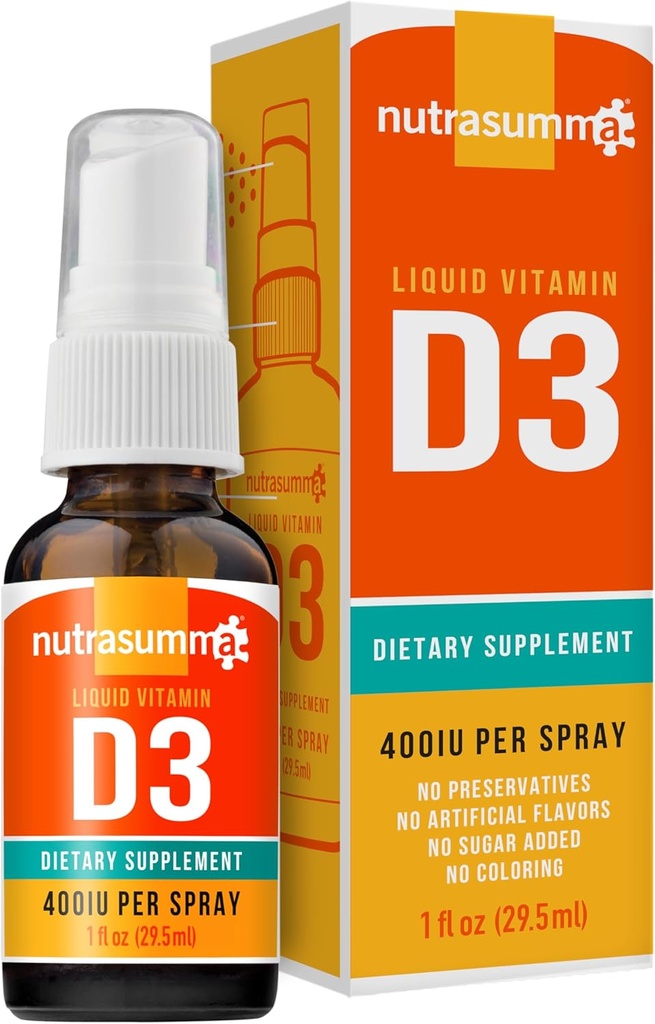 Nutrasumma Βιταμίνη D3 1000 IU Spray -1oz- Φυσικώς υψηλό ποσοστό απορρόφησης υποστηρίζει οστική ενίσχυση του ανοσοποιητικού συστήματος συμπλήρωμα βιταμίνης