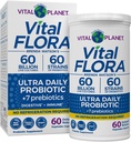 Vital Planet - Vital Flora Ultra Daily Probiotic 60 Billion CFU, 60 Diverse Strains, 7 Organic Prebiotics, Immune Support, Digestive Health Ράφι Σταθερά Προβιοτικά για γυναίκες και άνδρες 60 Κάψουλες