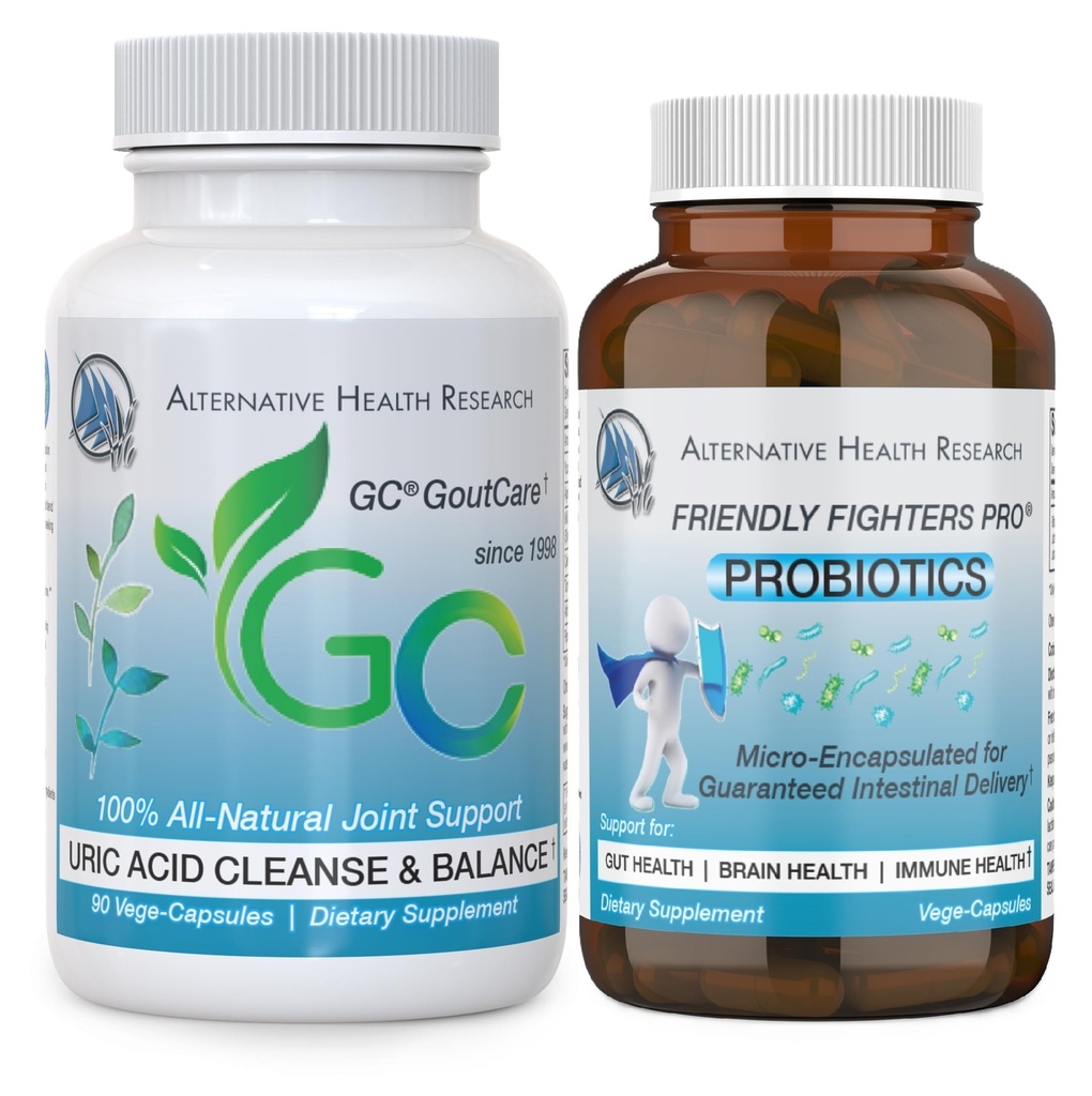GC® GoutCare and Friendly Fighters® Probiotic: Uric Acid Cleansing Package with Microencapsulated Probiotics