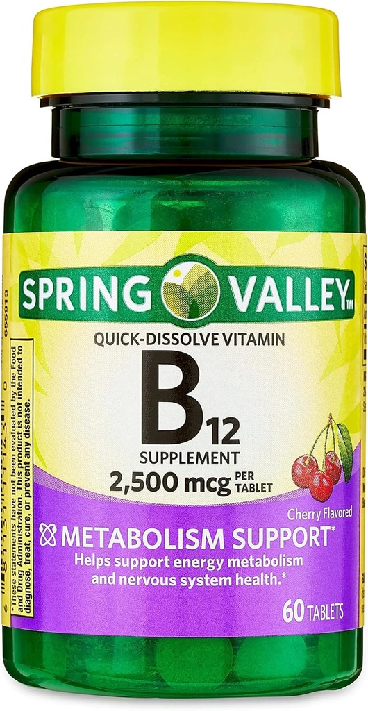 jogi Vitamin B12 Quick- Dissolve Tablets Συμπλήρωμα διατροφής, 2.500 McG, Cherry Flavor, 1 Tablet ανά ημέρα 60 Count