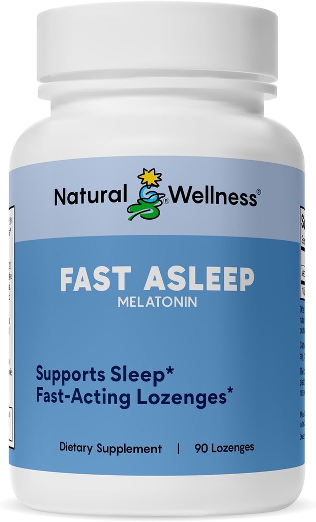 Φυσικό Wellness Fast Asleep – Γρήγορη δράση μελατονίνη Lozenges για ξεκούραστο ύπνο, χαλάρωση & Jet Lag Relief – Γρήγορο-Διαλύοντας Cherry Flavor Sleep Aid – Μη-Habit Forming, Wake Refreshed – 90 Lozenges