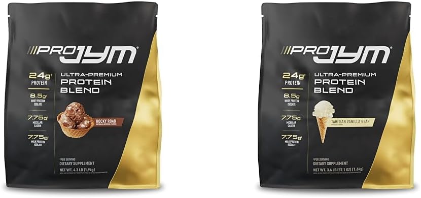 Pro JYM πρωτεϊνική σκόνη μείγμα με Whey, καζεΐνη, γάλα & αυγά απομόνωση - Rocky Road & Tahitian Vanilla Bean Γεύσεις, 4.3lb & 45 εξυπηρετούν