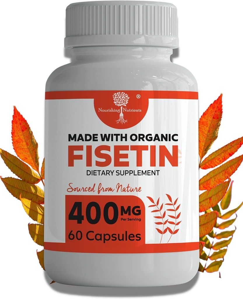 Βιολογικό συμπλήρωμα Fisetin Κάψουλες 400mg -4X Ισχυρότερο- Φυσικό Bioflavonoid Παρόμοια με Apigenin, Quercetin, Luteolin - Senolytic Activator Μπορεί να υποστηρίξει την υγεία του εγκεφάλου, & Ηλικία-Defying