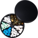 Διοργανωτής χαπιών με 6 διαμερίσματα - Heavy Duty Metal Daily Pill Case, Big Pill Container Holder, Αδιάβροχη φαρμακευτική συσκευασία χάπια για την ιατρική συμπλήρωμα βιταμίνης Fish Oils, 0,38lb, Μαύρο