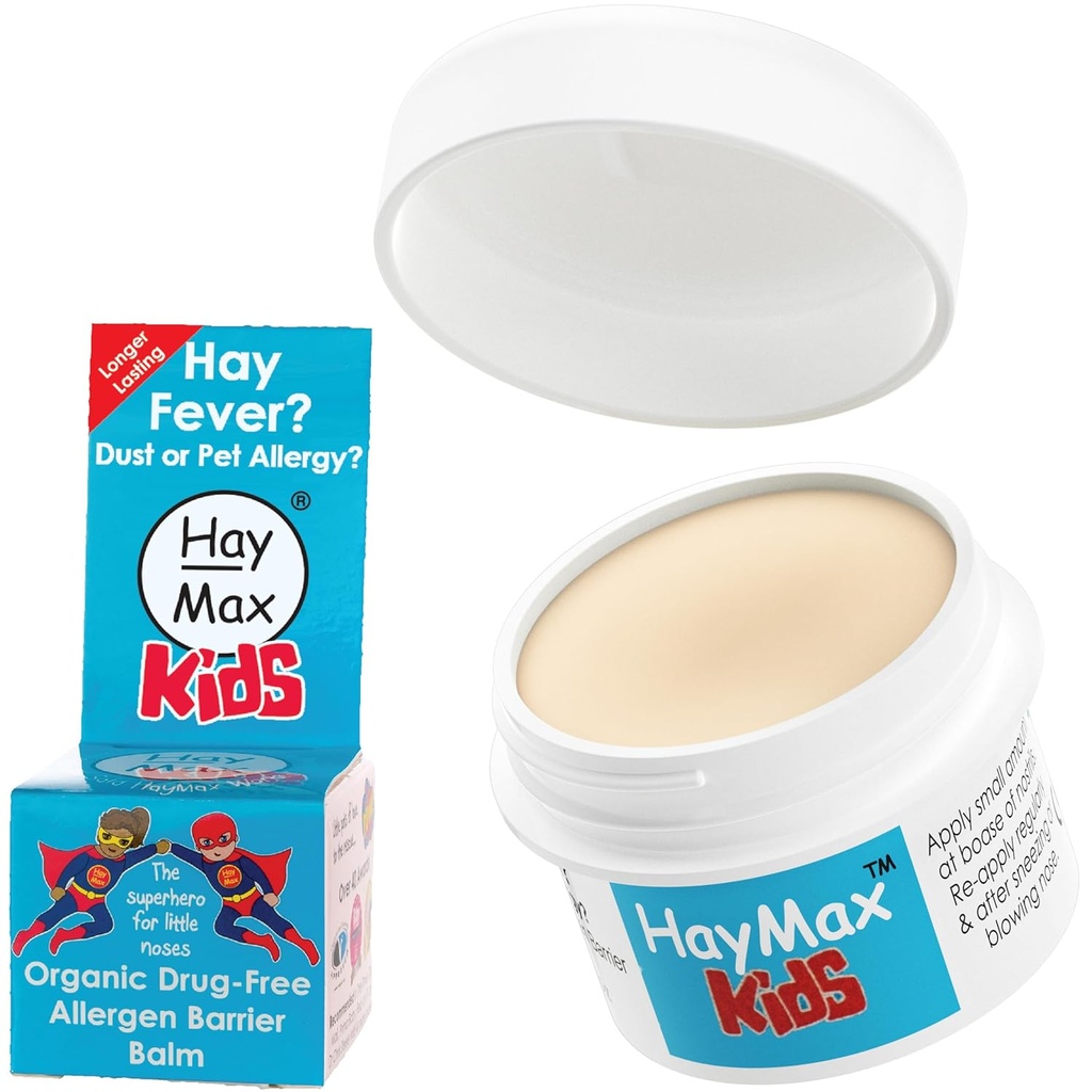 HayMax Allergen Barrier Balm for Kids, 0.17 fl oz (5ml), Βιολογικό, Φυσικό & Μη-Νύχτα, Παιδιά Hay Αλλεργία Πυρετός Ανακούφιση - Παγίδες Pollen, Dust & Pet Allergen - Ragweed & Cedar
