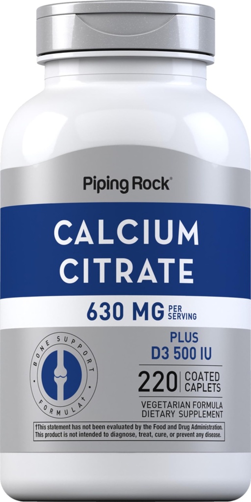 Citrate Ασβέστιο Piping Rock με Βιταμίνη D3 