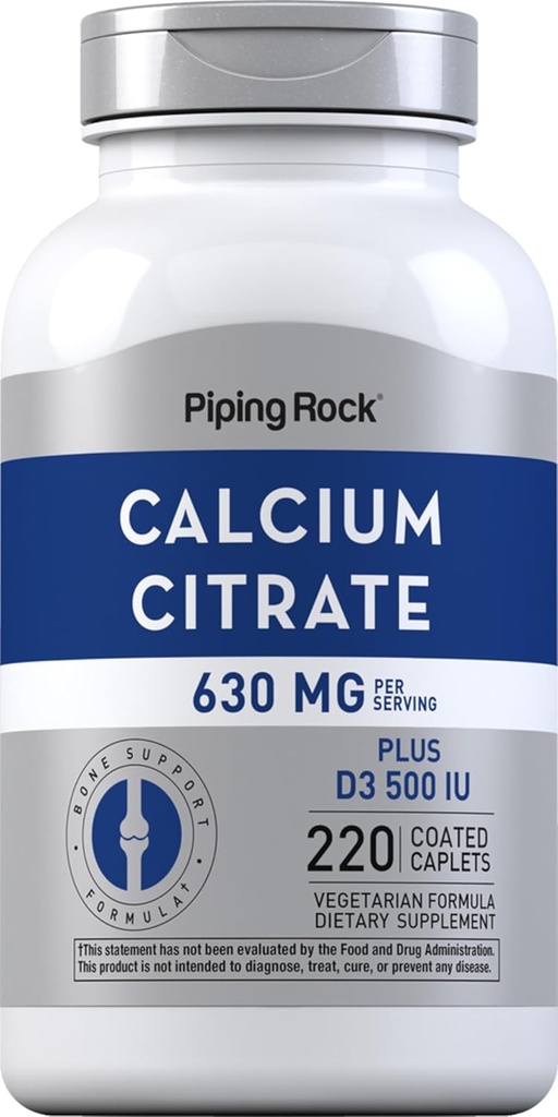Citrate Ασβέστιο Piping Rock με Βιταμίνη D3 