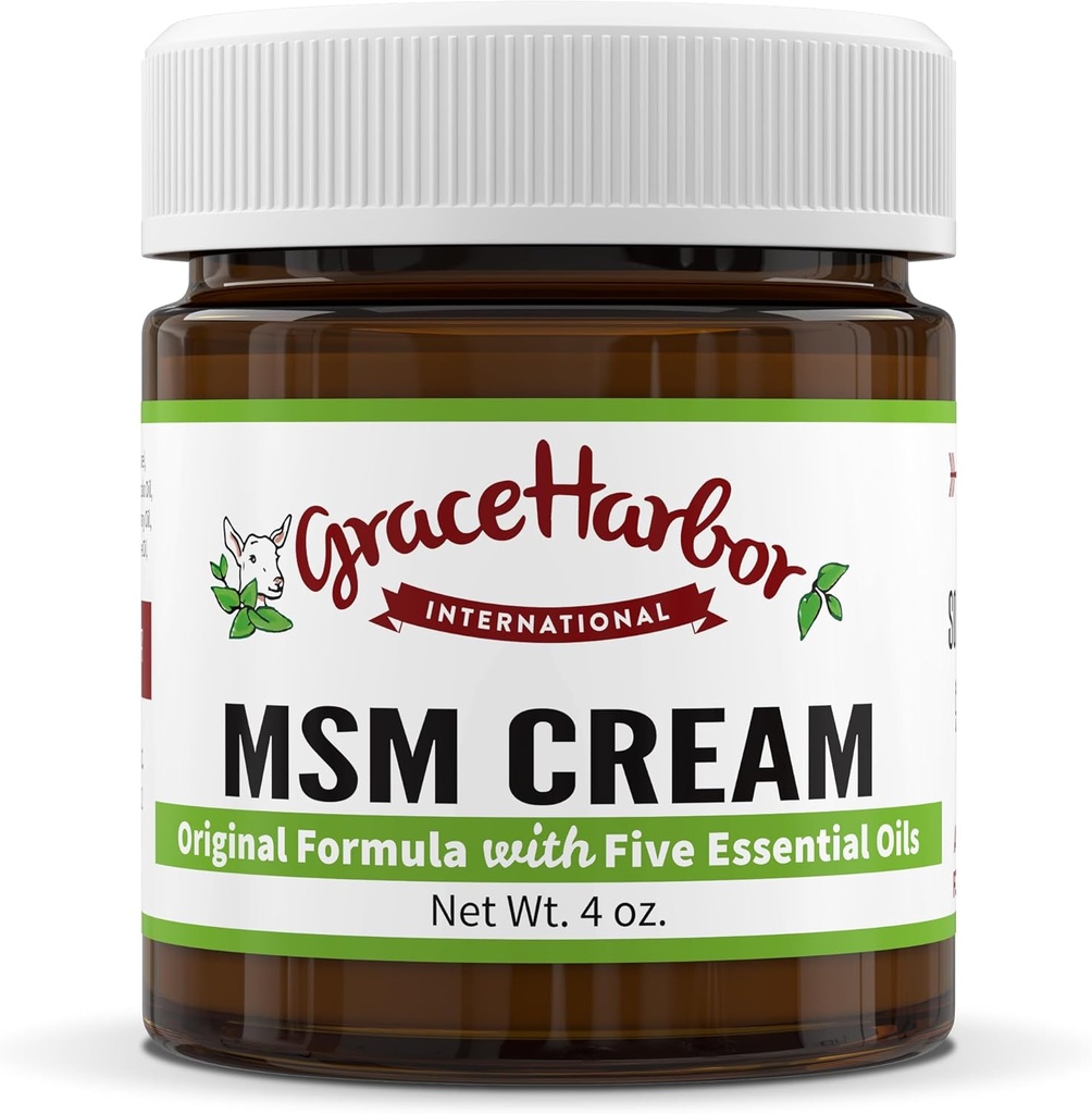 Grace Harbor MSM Cream – Original – Daily Skin, Muscle and Joint Rub with Goat Milk, Essential Oils & MSM – Neck, Back, Shoulder, Elbow, Knee, Hand and Foot Therapy – 4 oz