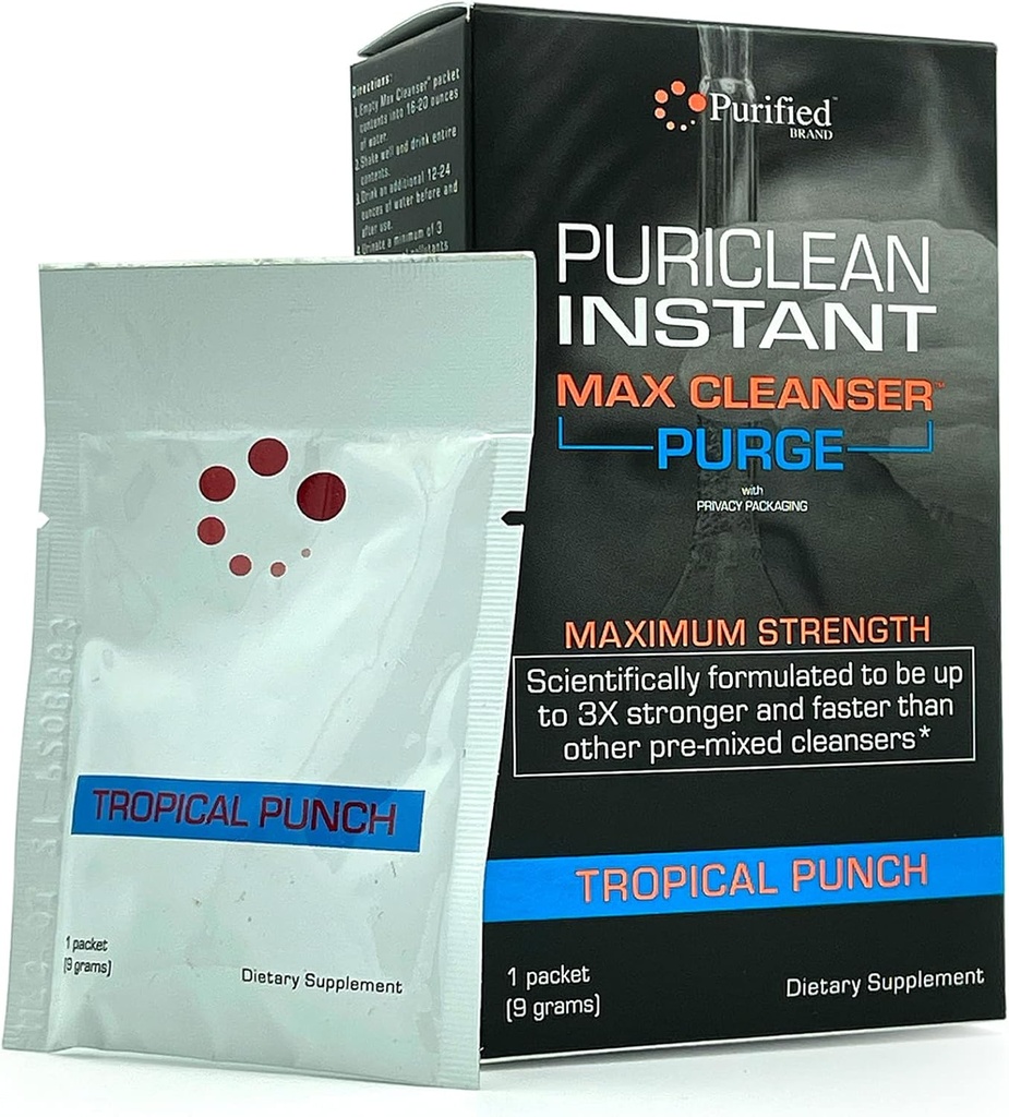 Wellgenix Puriclean Instant Max Καθαριστικός Εκκαθάριση - Αποτοξίνωση Σκόνη - Punch Φρούτων - 9 γραμμάρια φυτικού καθαρισμού σκόνης Detox