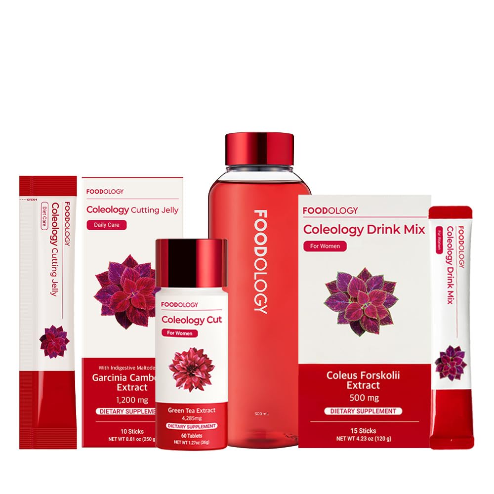 FOODOLOGY Fat Burner Red Line Bundle Coleology Drink Mix & Coleology Cut & Cut Jelly & Water Bottle