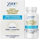 Zane Greek Olive Leaf Extract - min. 20% Oleuropein - Provides Immune and Healthy Blood Pressure Support, Promotes Cardiovascular System Health - 60 Capsules Non-GMO, Gluten - Lactose – Paraben Free