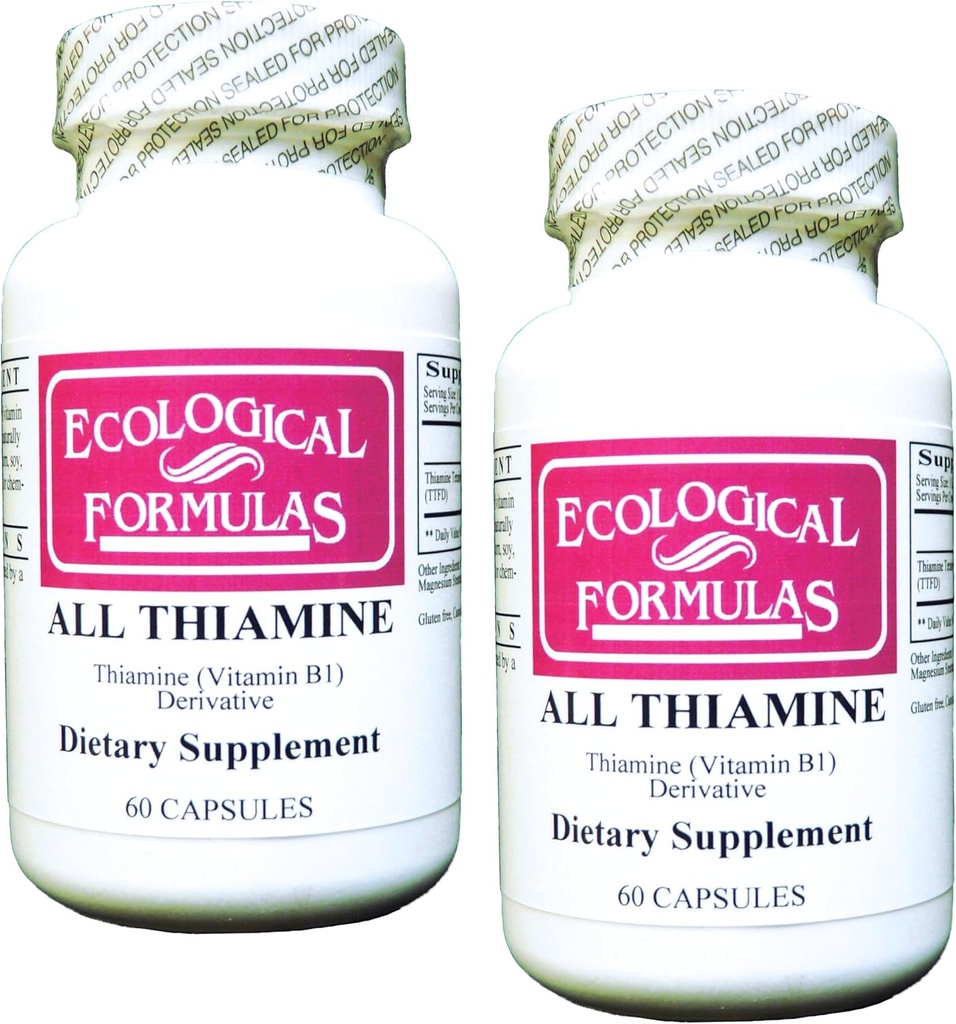 Ecological Formulas All Thiamine Vitamin B1 50 mg, 2 X 60 Capsules
