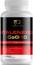 Vitalenergy CoQ10 Ubiquinone 200mg, 30 Capsules, Supports Cardiovascular Health, Cellular Energy Production, and Antioxidant, White/Red/Black