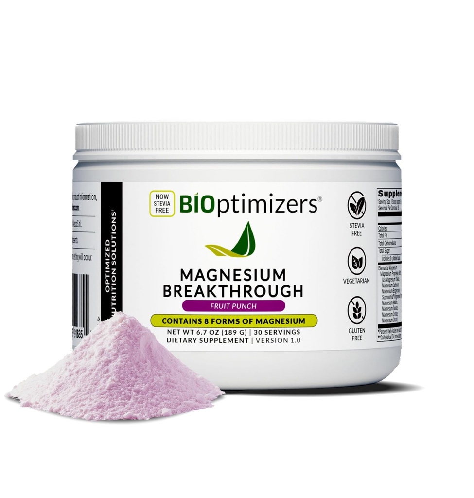 BIOptimizers Magnesium Breakthrough Drink - 8 Μορφές του μαγνησίου, ηλεκτρολύτες, υγεία του ύπνου, άγχος, αποκατάσταση μυών, υποστήριξη της καρδιάς 