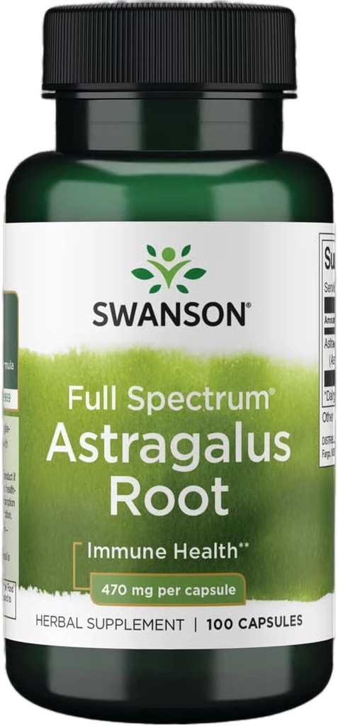 Swanson Astragalus Root - Herbal Supplement Promoting Immune System Support - Natural Formula Supporting Heart & Liver Health - (100 Capsules, 470mg Each)