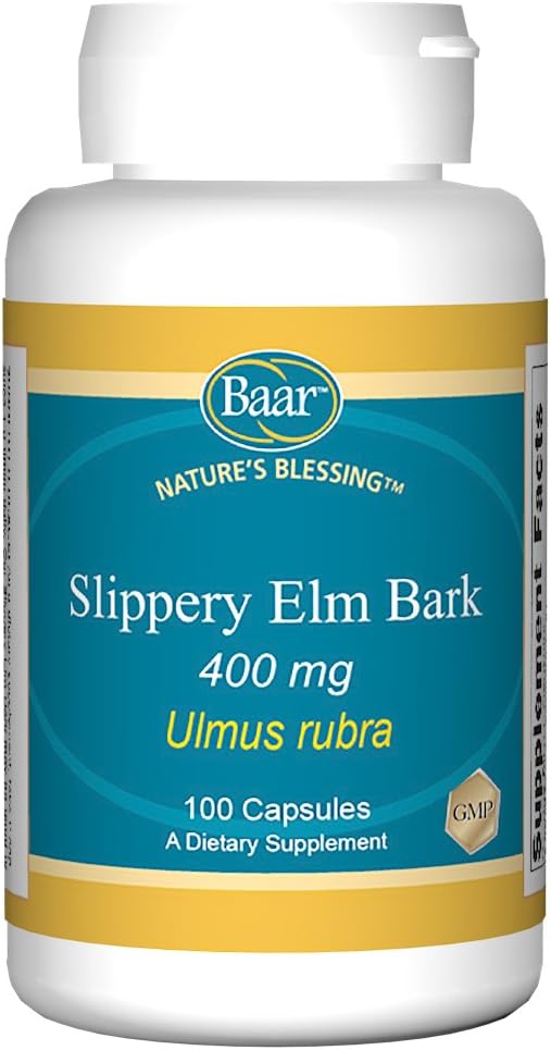 Baar Nature’s Elessing Slippery Elm Bark Κάψουλες, 400 mg ισχυρό βοτανικό συμπλήρωμα για άνδρες και γυναίκες, υποστηρίζει Digestive Comfort, Gut Health and Toxin αφαίρεση, 100 ανά φιάλη