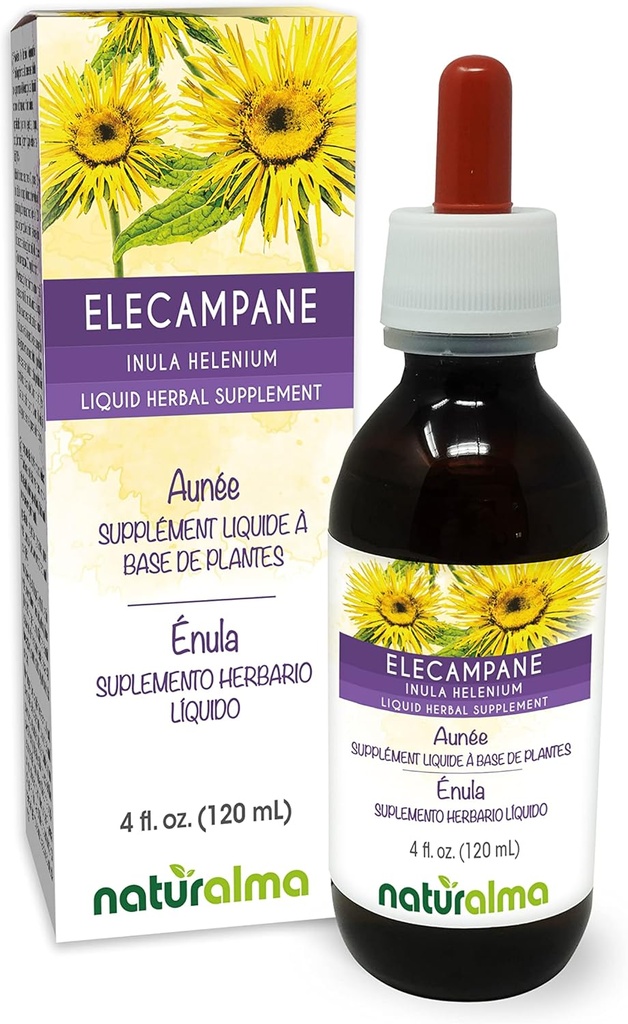 Naturalma Elecampane (Inula helenium) Ρίζα Αλκοόλ-ελεύθερο Βάμμα - 4 fl oz Liquid Extract in Drops - φυτικό συμπλήρωμα - Vegan