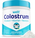 well! Colostrum Supplement for Gut Health, Hair Growth,Beauty & Immune Support - Easy to Mix Grass-Fed Bovine Colostrum Powder - Antioxidants - High IgG Plus ImmunoLin, Unflavored, 60 Servings