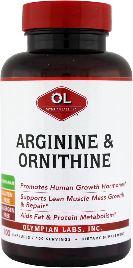 Olympian Labs Arginine, 500mg & Ορνιθίνη, 250mg