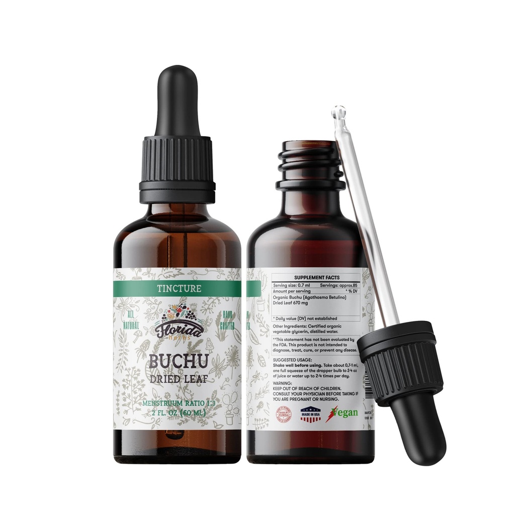 Buchu Tincture, Βιολογικό εκχύλισμα Buchu (Agathosma Betulina) Αποξηραμένο συμπλήρωμα υγείας φύλλων, μη ΓΤΟ σε ψυχρής συμπίεσης οργανική γλυκερίνη λαχανικών 2 oz, 670 mg
