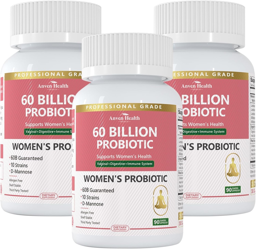 Probiotics and Prebiotics for Women pH Balance & Digestive Health - 60 Δισεκατομμύρια Κολπικά Προβιοτικά με Cranberry & D-Mannose για κόκκαλα, ουροποιητικά, ανοσοποιητική υγεία, Vegan & Non-GMO 