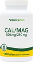 NaturesPlus Cal/Mag - 180 Vegetarian Tablets - 500 mg Ασβέστιο, 250 mg Μαγνήσιο - Υποστηρίζει την παραγωγή ενέργειας και τη συνολική ευεξία - 180 εξυπηρετεί