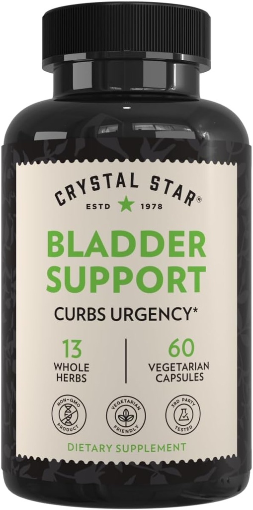 Crystal Star Bladder Support (60 κάψουλες) – συμπλήρωμα βοτάνων για την υγιεινή λειτουργία της ουροδόχου κύστης - Cranberry, Dandelion & Fenugreek - Βοηθά στην υπερδραστική κηλίδωση και την ακράτεια - Μη ΓΤΟ
