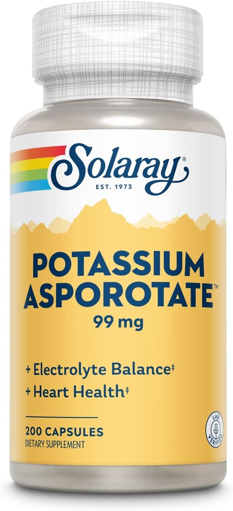 Συμπλήρωμα ασποροτικού καλίου Solaray, 99 mg 
