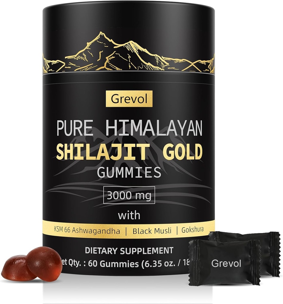 Χειμαλαΐαν Shilajit Gummies: Χρυσός βαθμός Shilajit Πλούσιος με Ασβαγκάντχα Fulvic Acid & 85+ Trace Minerals - Δεν Προστέθηκε Ζάχαρη - Ατομικά Wrapped - για άνδρες & γυναίκες - 60 Gummy