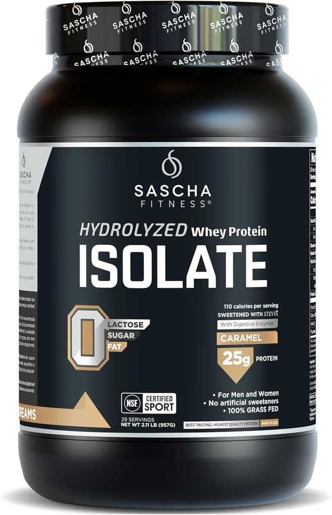 SASCHA FITNESS Hydrolyzed Whey Protein Isolate,100% Grass-Fed (2.11 Λίρες) (Caramel Flavor)