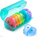 Sukuos Large Weekly Pill Organizer 2 φορές την ημέρα, Daily Pill Box 7 Day Easy to Open with Double Protection, AM Pill Case for Medicine/Vitamin/Fish Oil/Supplements (Cyan)