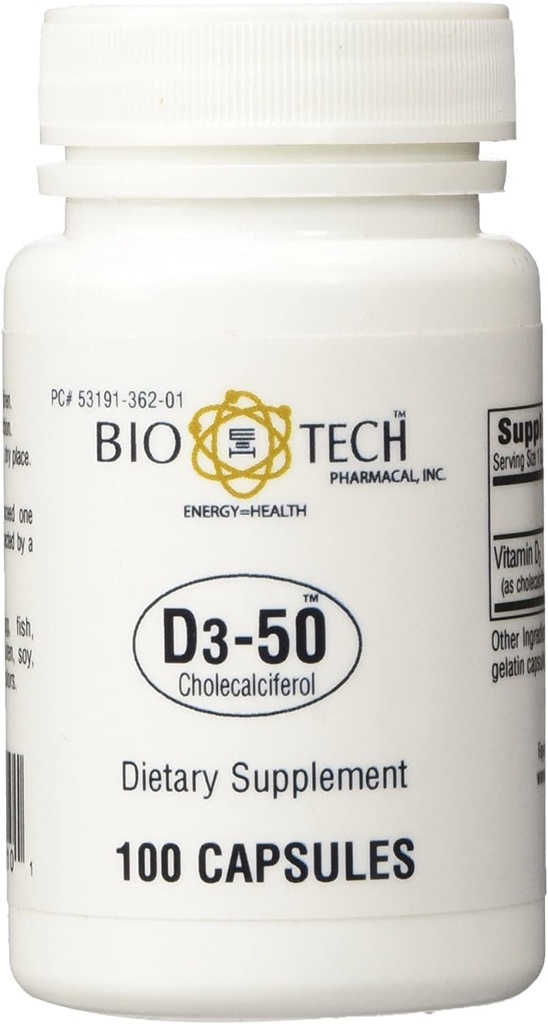 D3-50 50,000iu - Bio-Tech Pharmacal - 100 Κάψουλες - Συσκευασία των 2