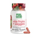FeelGood Superfoods Vita Fruits and Veggies Κάψουλες - 25 Superfood Συστατικά, Φρούτα και Φυτικά Πολυβιταμίνη, 60 Count - Για άνδρες και γυναίκες - Βιταμίνες A, C, D, E, B και Ψευδάργυρος