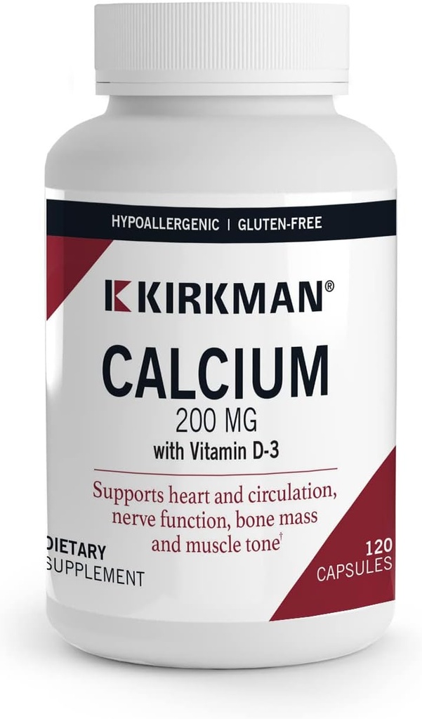 Kirkman's past Calcium 200 mg - Hypoallergenic 120 Χορτοφαγικές Κάψουλες - Γλουτένη και Καζεΐνη Δωρεάν