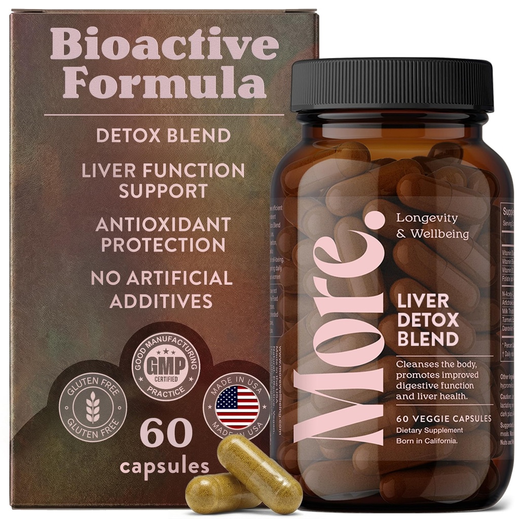 More. Longevity & Wellbeing Liver Cleanse Detox & Repair – Potent Extract-Based Liver Support Supplement w/Antioxidants & Amino Acids – Dose for Your Liver, Liver Health – No Filler – 60 Caps