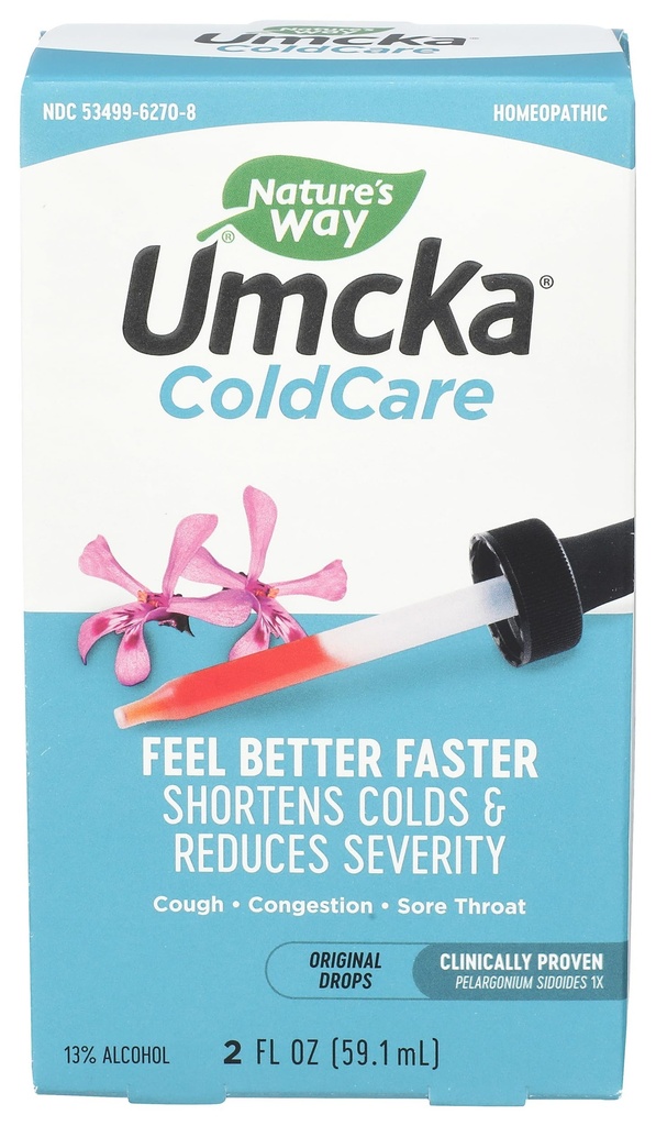 Nature's Way Umcka ColdCare Ομοιοπαθητικά, Shortens Ψυχρά, Πόνο Λαρύγγι, Βήχας, και Συμφόρηση, Φαινυλεφρίνη Ελεύθερη, Μη-Νύχτα, 2 Fl. Oz. Drops
