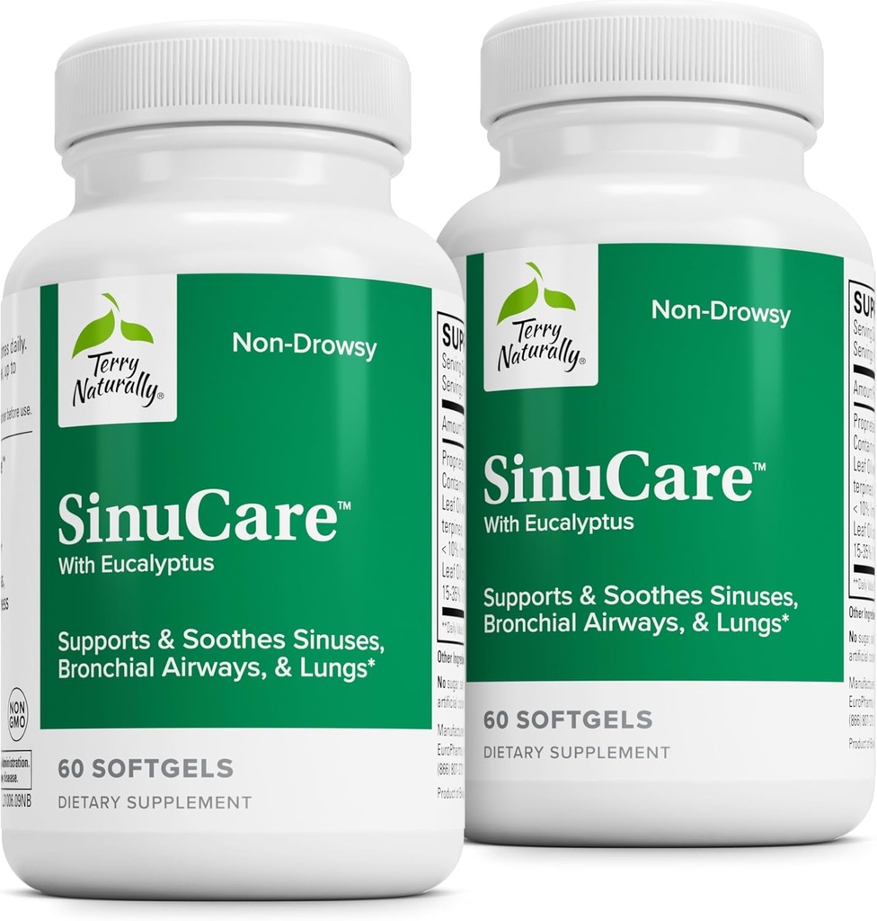 Terry Φυσικά SinuCare - Bronchial Wellness Συμπλήρωμα υποστήριξης - Healthy Sinus Aid - Συμπλήρωμα διατροφής για την υποστήριξη υγιεινών πνευμόνων - 60 Softgels (2 Pack)