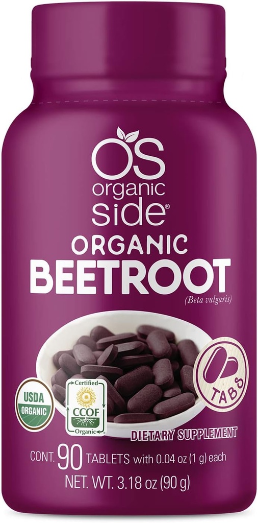 | Beetroot Tablets | 100% Pure Organic | Boost Circulation & Energy | USDA Certified | Non-GMO, Plant-Based | 90 Tablets | for Heart Health & Wellness