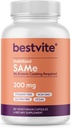 BESTVITE SAM-e 200mg Σταθεροποιημένο (60 κάψουλες χορτοφάγων) - Εύκολο στην κατάποση μορφή καψακίου - Δεν χρειάζεται Enteric Coat - Δεν υπάρχει Διοξείδιο του τιτανίου - Δεν Stearates - Vegan - Μη ΓΤΟ - Χωρίς γλουτένη