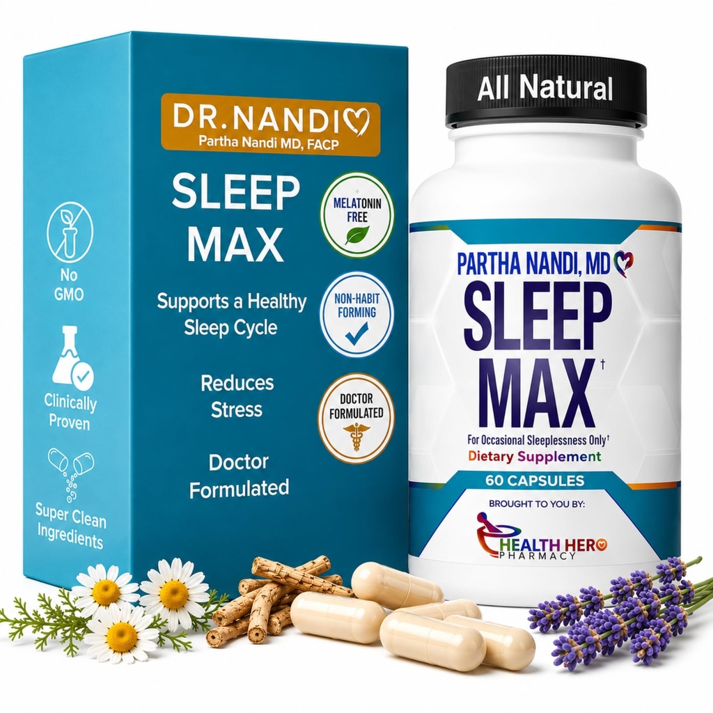 Nandi’s Sleep Max Natural Sleep Aid – Μαγνήσιο, GABA, 5-HTP & Taurine – REM Sleep & Deep Sleep Supplement Χωρίς μελατονίνη – Μη-Habit Forming Vegan Herbal Sleep Aid – Μη-GMO – 60 κάψουλες