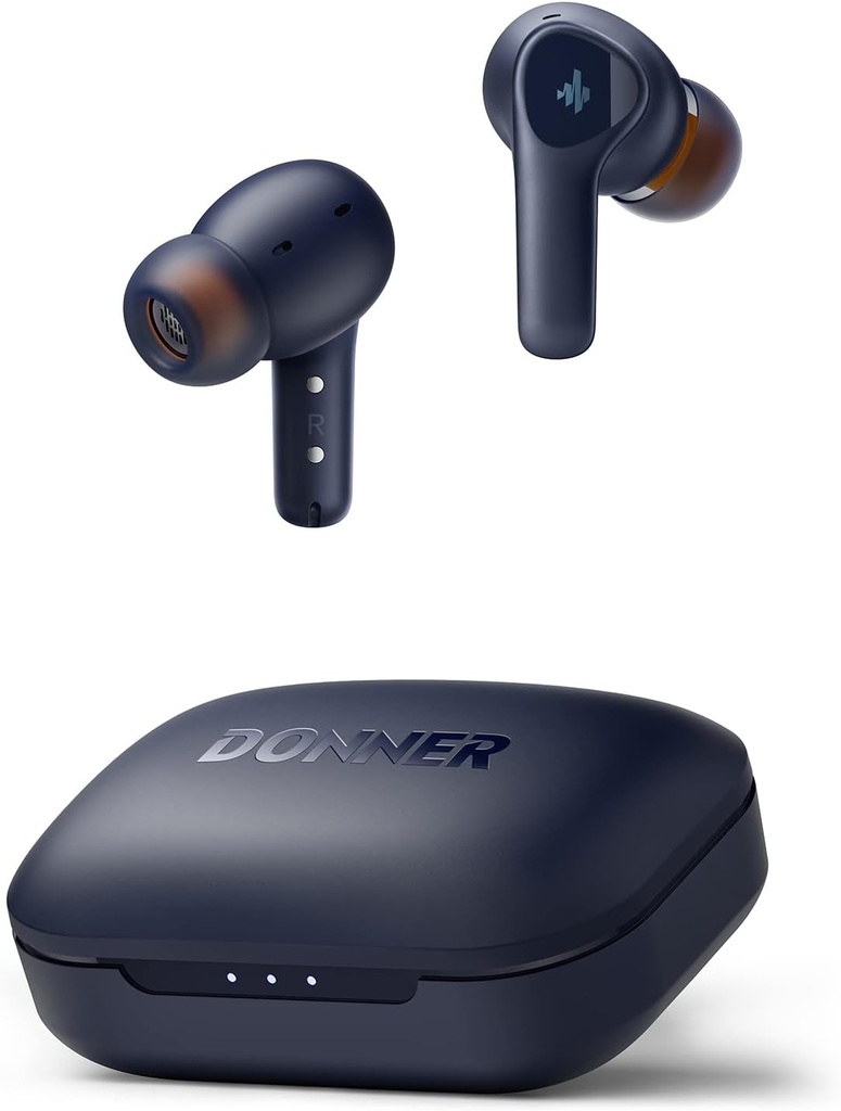 Donner Ασύρματη ακύρωση θορύβου, Bluetooth 5.2 Ακουστικά με ENC για Clear Calls, 12mm Drivers & Balanced Armature, Εφαρμογή για Custom EQ, 32H Playtime, Fast Charging - Dobuds ONE, Blue