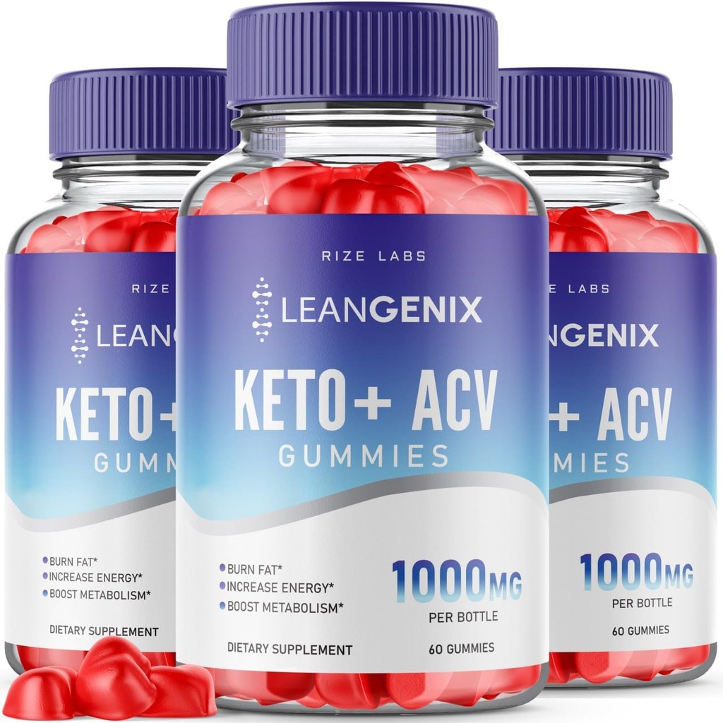 (Pack of 3 Leangenix Keto + ACV Gummies for Advanced Weight Loss, Leangenix Keto to Burn Fat and Use as Main Source of Energy, Gomitas, Supplement Review (180 Gummies)