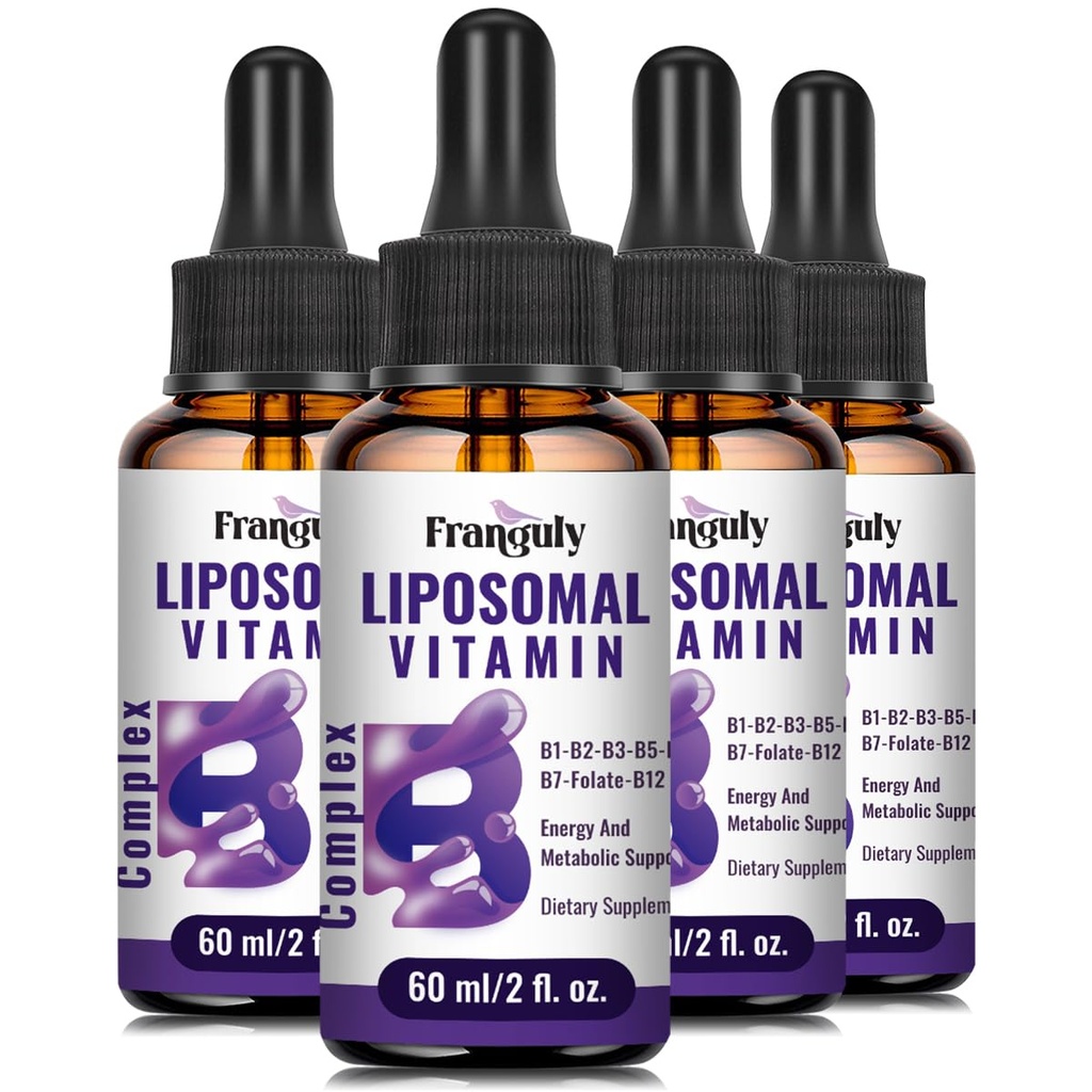 Liposomal Vitamin B Complex Liquid Sublingual B Complex Vitamins Supplement for Women Men Βελτιωμένη Απορρόφηση Μεθυλιωμένη B12, B1, B2, B3, B5, B6,Folate,Biotin for Energy and Immune Support-8,0 oz