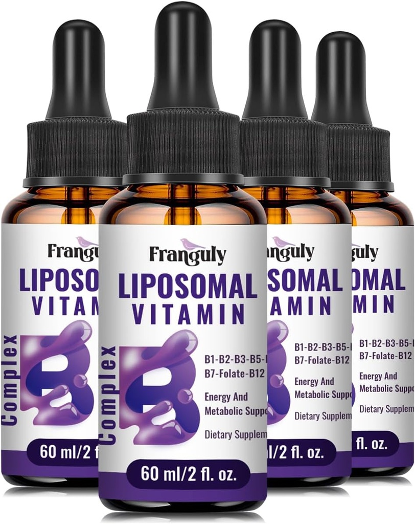 Liposomal Vitamin B Complex Liquid Sublingual B Complex Vitamins Supplement for Women Men Βελτιωμένη Απορρόφηση Μεθυλιωμένη B12, B1, B2, B3, B5, B6,Folate,Biotin for Energy and Immune Support-8,0 oz