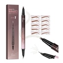 2-σε-1 Καμπυλωτή πένα και Eyeliner με 10Pcs Brow Stencils, Microblading μολύβι Eyebrow με 4 Fork-Tip και Curved Precise Tip, Αδιάβροχο και Long Lasting μολύβια Eyebrow για γυναίκες, Soft Brown