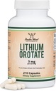 Lithium Orotate 5mg of Elemental Lithium for Cognition and Brain Health, 210 Capsules (Third Party Tested, Vegan Safe, Non-GMO) by Double Wood Supplements