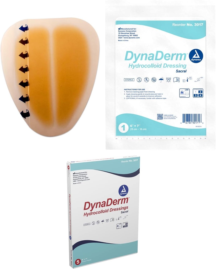 Dynarex Dynaderm Hydrocolloid Dressing, Sacral, 6 x 7 Inch/5 Αριθμός