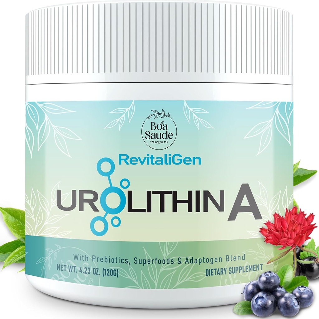 Urolithin A 2000mg συμπλήρωμα σκόνης με Superfoods, Adaptogen Blend & Prebiotics – 4.23 OZ